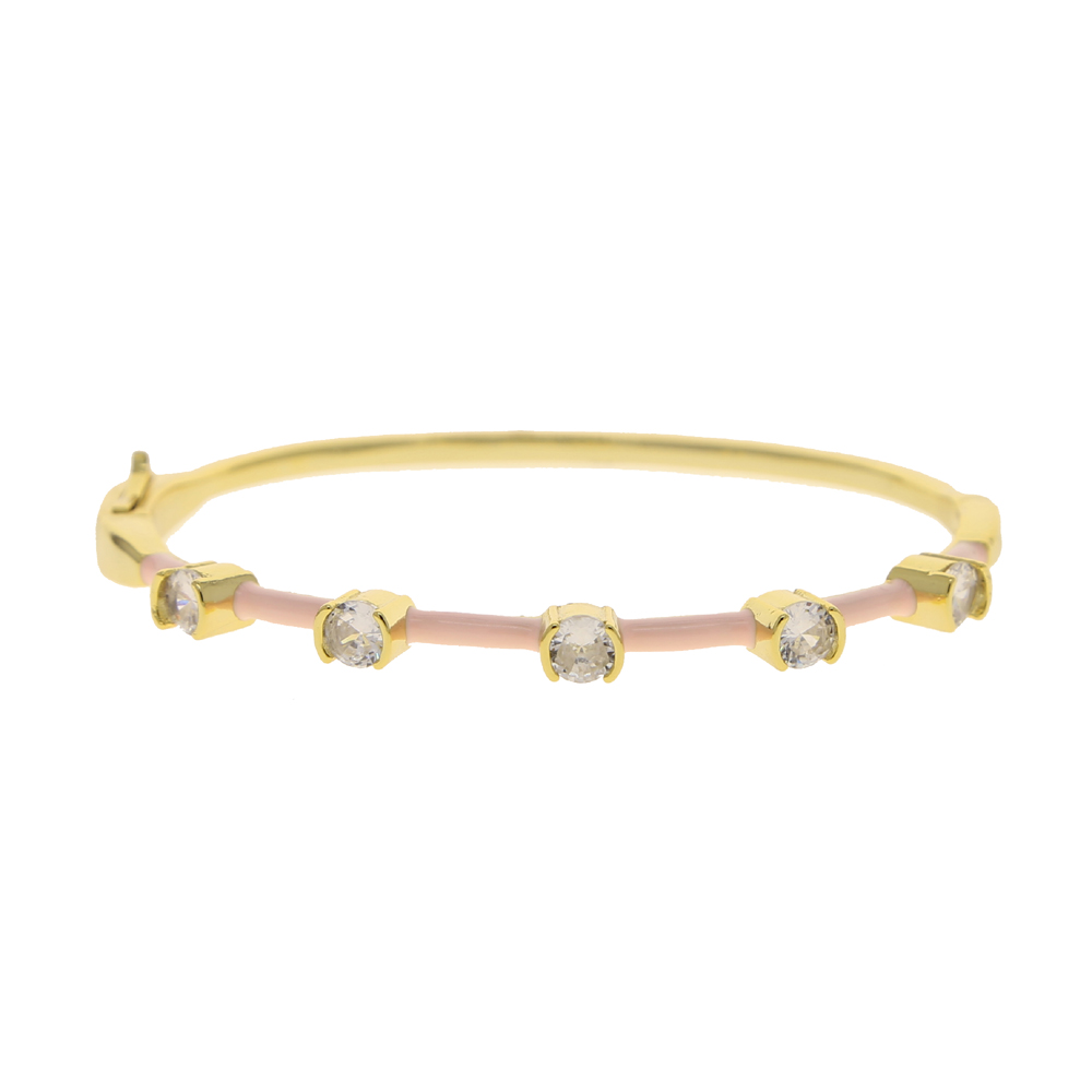 Interno 58-60mm cinturino in smalto pastello Color oro chiaro CZ estate colorato moda donna ragazza nuovo braccialetto braccialetto: pink