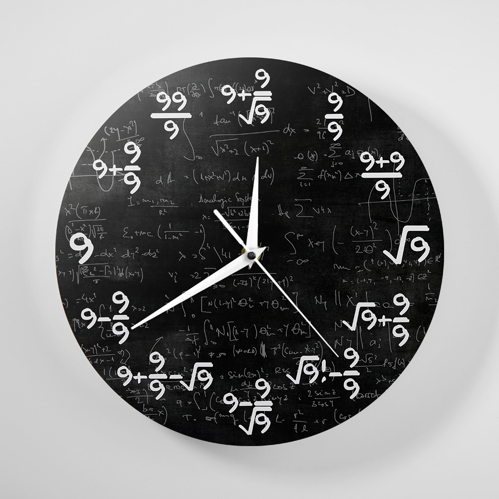 The Nines Math Wall Clock Number 9 Math Modern Clock Wall Watch Math Equation The Clock of 9s Formulas Mathematical Wall Art