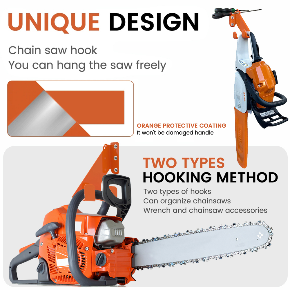 Kettensägen-Wandhalterung aus Metall, robuste Kettensägenhaken, Wandmontage-Kettensägenständer, robuste Halterung für Kettensägen der Stihl-Serie