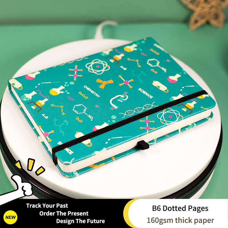 B6 kemi doodle prikket notesbog prik gitter journal hårdt omslag tykt papir 160 gsm rejseplanlægger dagbog