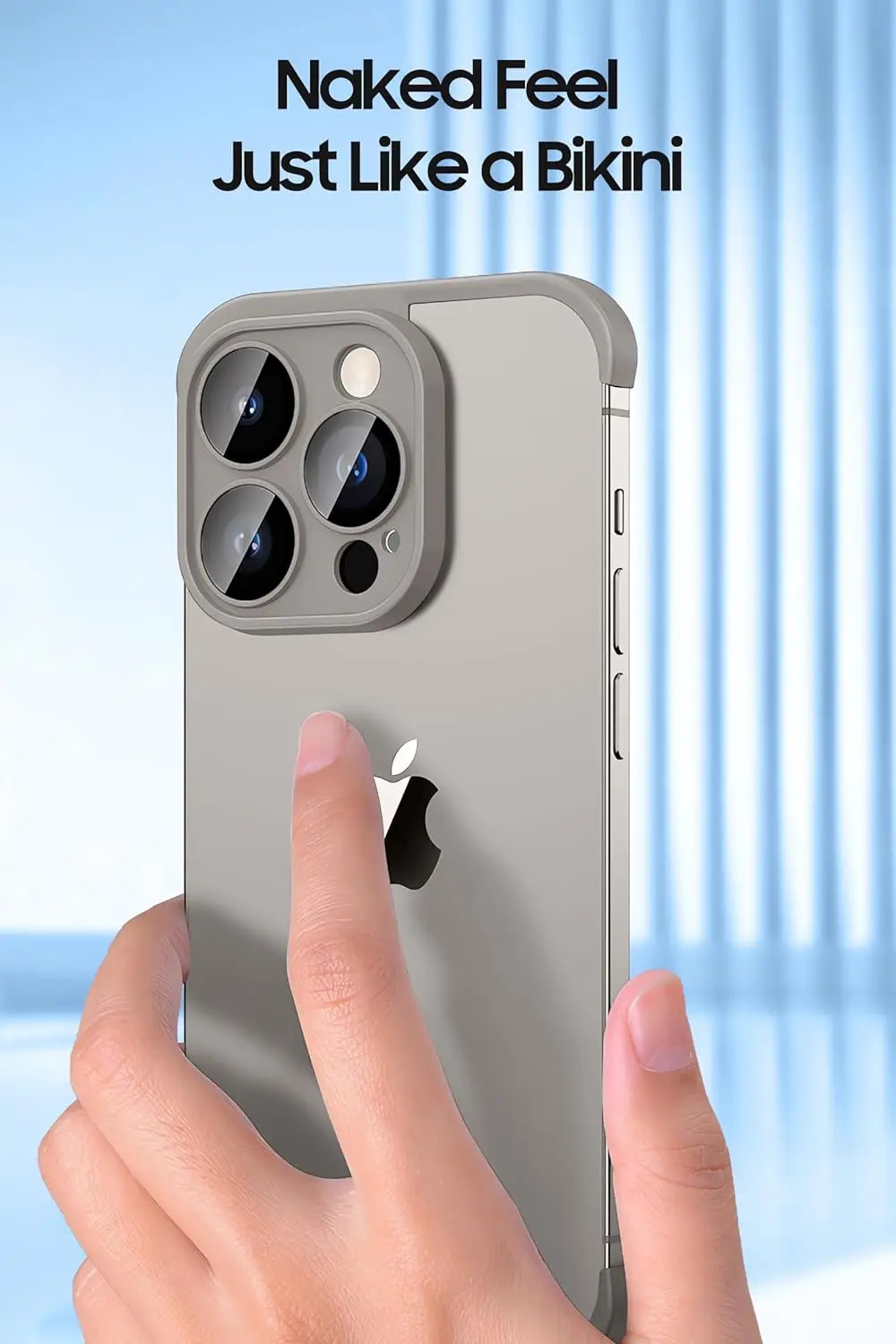 Titanium Gray Frameless Camera Lens Protector TPU Bumper Phone Case Cover For iPhone 16 15 Pro Max 14 Plus 13 12 11 14 15 13 Pro