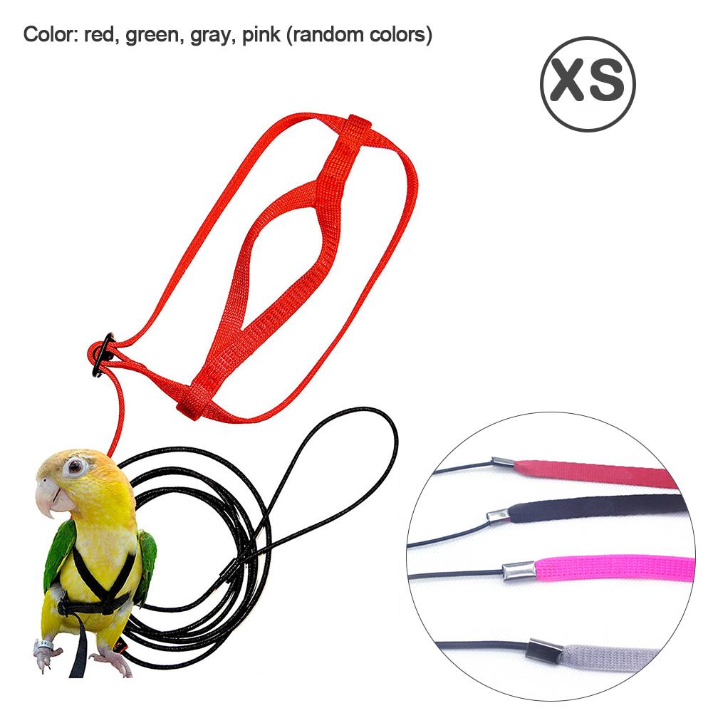 Tren de aves para mascotas, Correa colorida para loros y pájaros, arnés ajustable para exteriores, cuerda de entrenamiento, banda cruzada voladora, productos para mascotas, suministros para aves: XS
