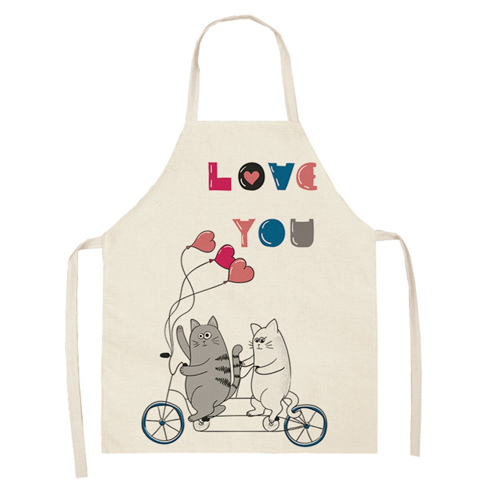 25#Adult Aprons Family Kitchen Accessories Valentine's Day Print Linen Family Aprons Accessories Cleaning Clothes Aprons