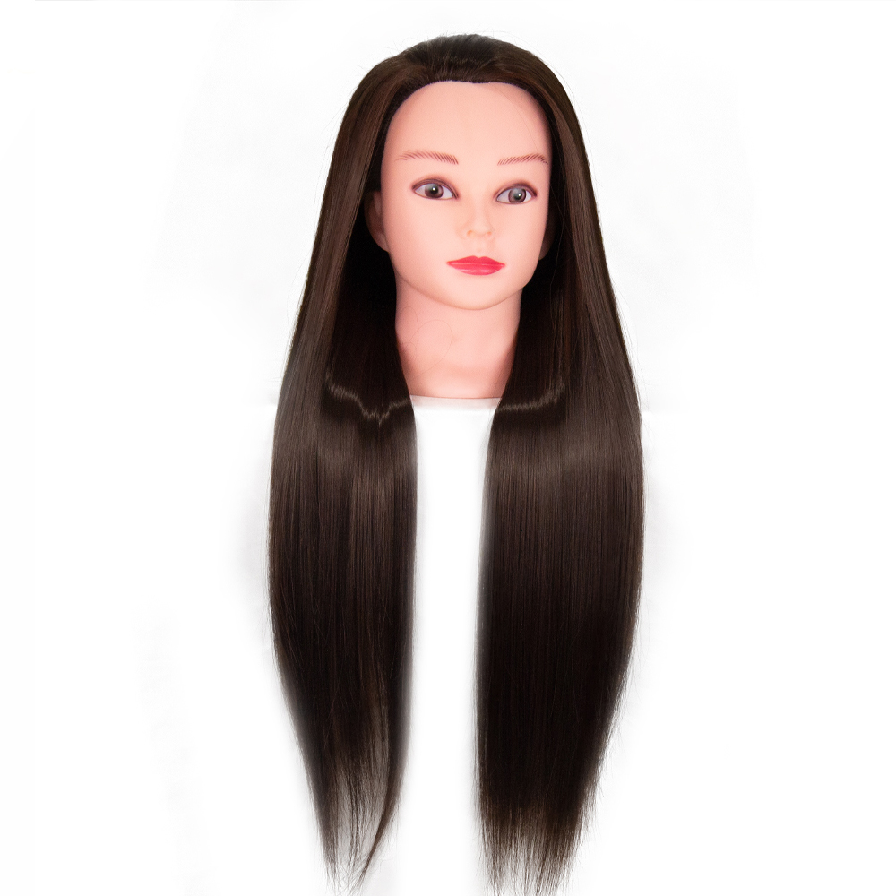 Mannequin Head 100% Synthetic Hair Hairdresser Training Head With Stand Manikin Cosmetology Doll Head For Braiding Styling: black