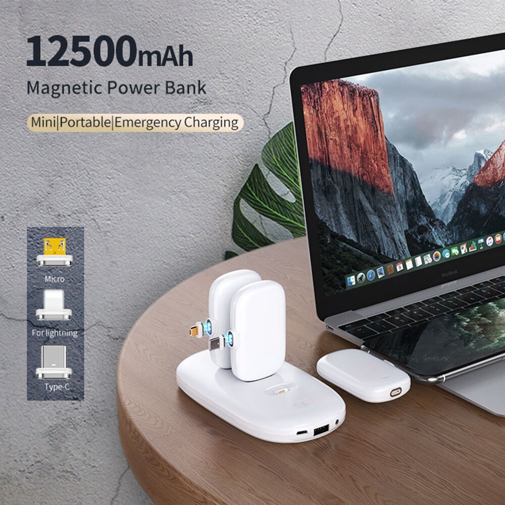 CASEIER 4PCS 12500 mAh Magnetic Power Bank Für iPhone 11 Pro Max Samsung Xiaomi 12500 mAh Power Tragbare Ladegerät beleuchtung