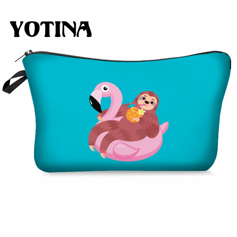 Bolsa de maquillaje Yotina para mujer, bolsa de cosméticos con patrón Multicolor, bolsa de aseo con estampado de llama en 3D, organizador de maquillaje de viaje: bpd54819