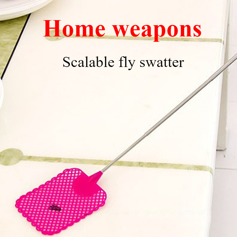 1pc Teleskop fliegenklatsche manuelle kunststoff edelstahl stange mit langen stange moskito klatsche hause scharfe werkzeuge