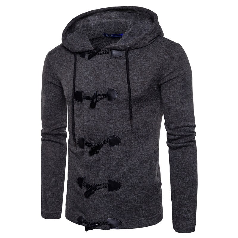 Camisola de correr ativa para homens, casaco de inverno e área externa com buzina grossa de cardigã masculino de manga comprida, blusa de moletom, imperdível, 2021: L / dark grey