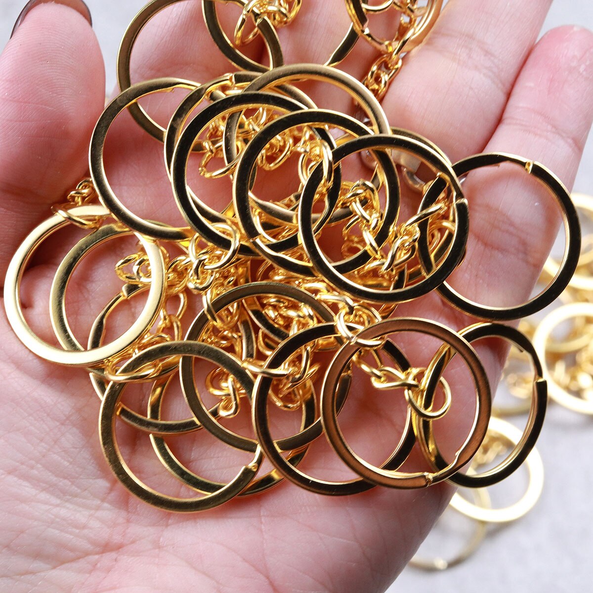 50Pcs 3CM Silver Plated Metal Blank Keyring Keychain for Split Holder Ring Keyfob Diy Resin Epoxy Mold Key Chains Accessories