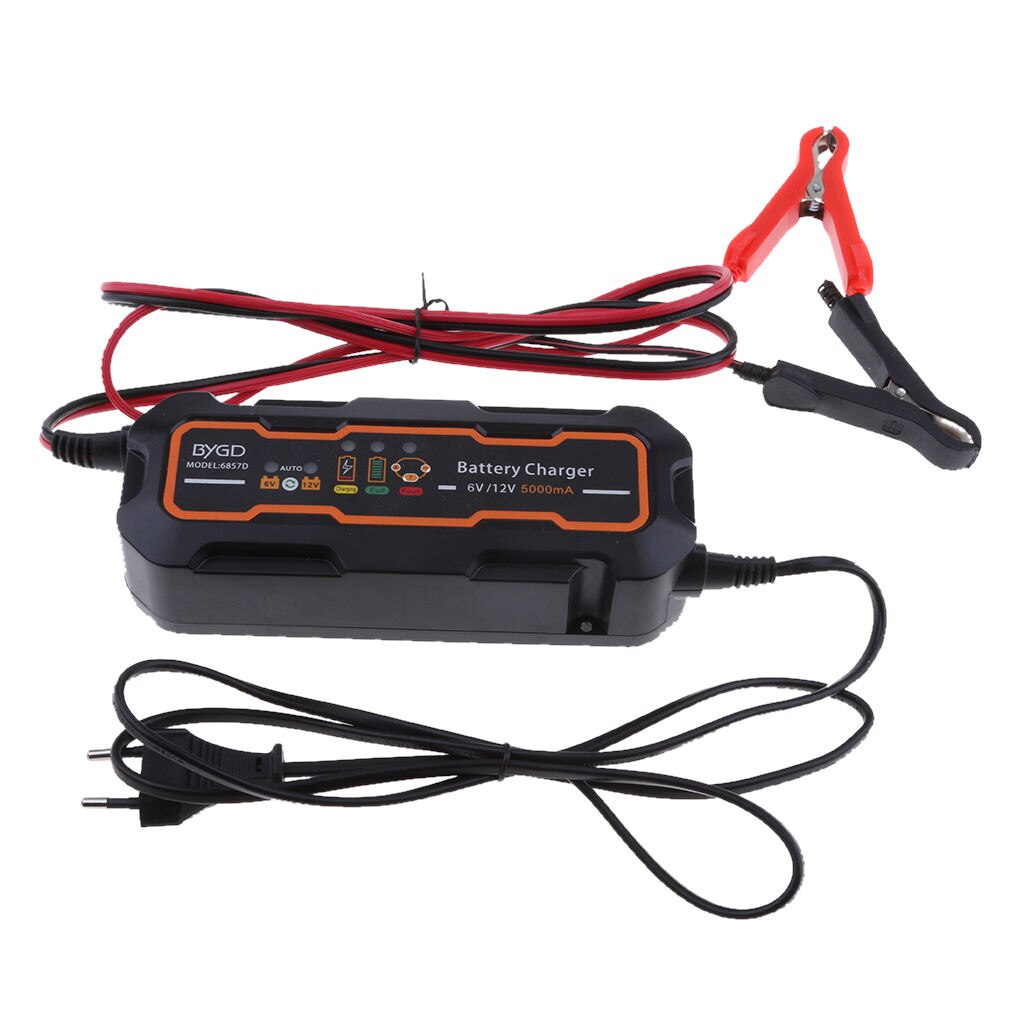 6V/12V 5A Motorcycle Smart Fast Battery Charger with LCD Display EU Plug