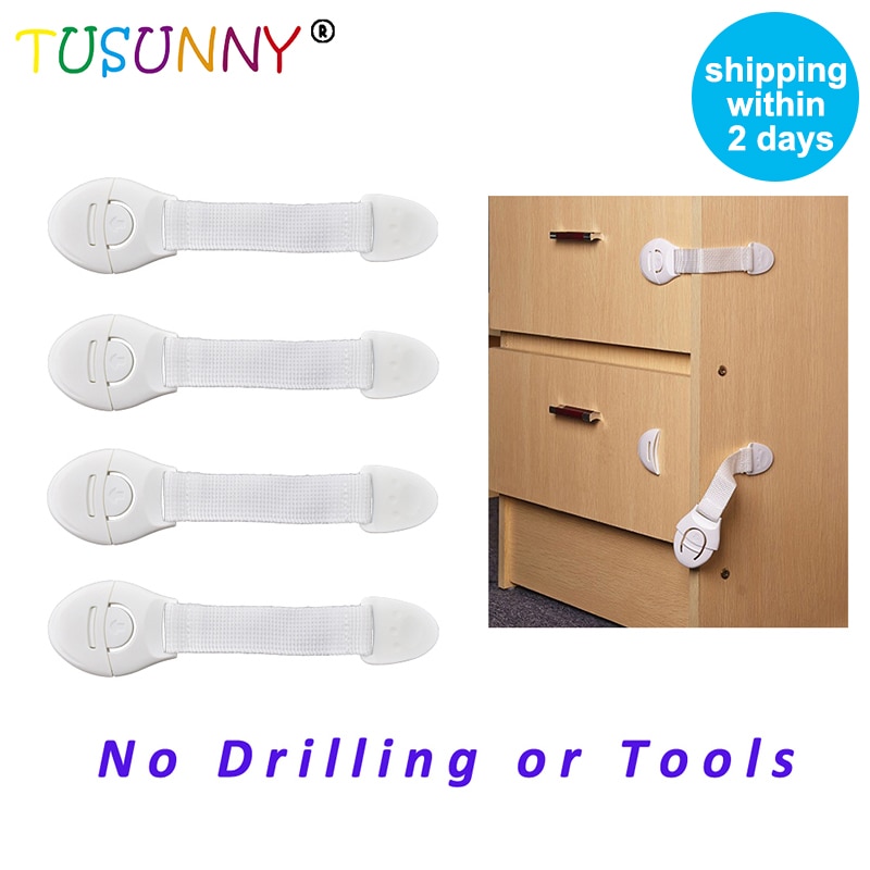 Tusunny 10 Pcs Verstelbare Riem En Klink Kasteel Voor Kinderen Kind Proof Kasten Baby Veiligheid Sloten Kinderen Bescherming