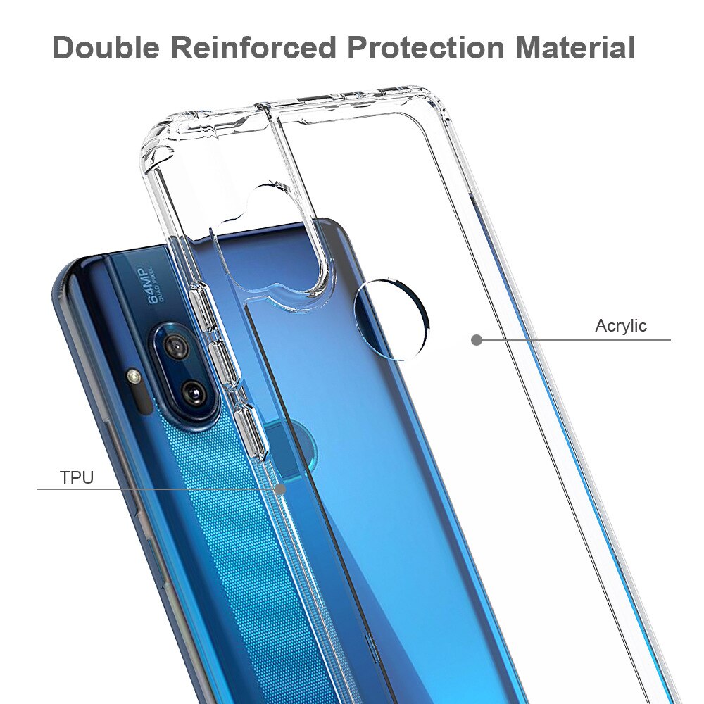 Smukła obudowa hybrydowa poduszka powietrzna dopasowana obudowa elastyczna TPU z przezroczystym tylnym panelem odporna na wstrząsy obudowa Motorola Moto jeden Hyper XT2027