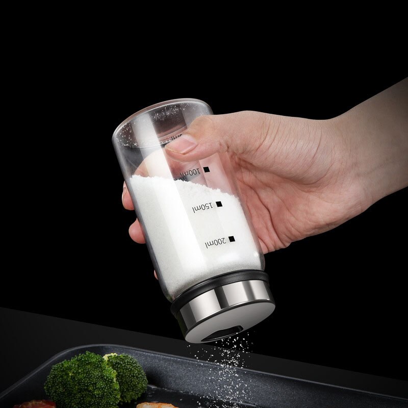 Organizador para sal y pimienta, azúcar, hierbas, tarros de vidrio para especias, condimentos de cocina, agitador de alimentos para cereales, dispositivo doméstico con medida