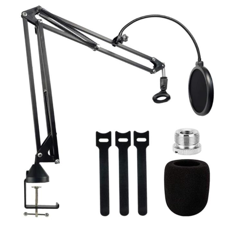 YOUSHARES MV7 Mic Boom Arm Stand met Pop Filter - Heavy Duty Microfoon Stand Foam Mic Covers