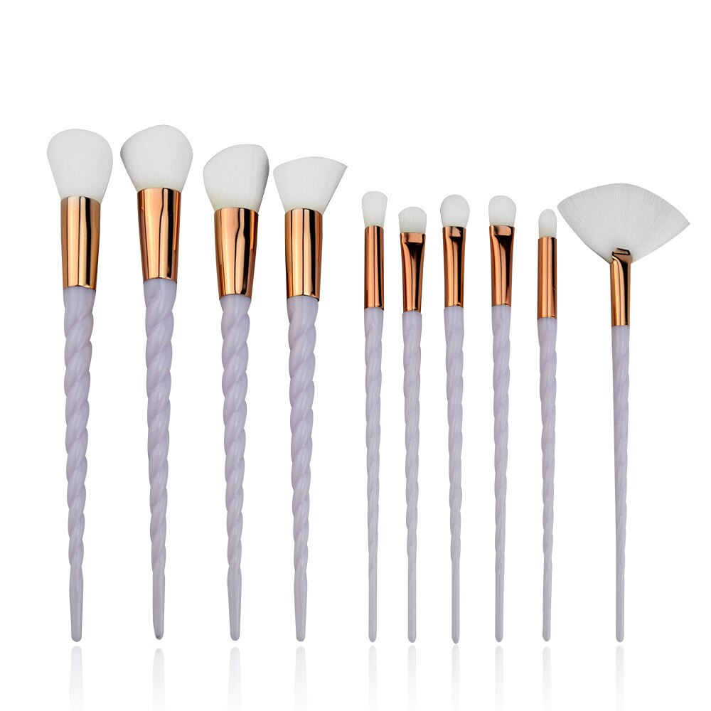 10 Stks/set Make-Up Kwasten Kit Tools Beste Foundation Make-Up Borstel Witte Spiraal Handvat Make Up Tools Voor vrouwen: White Brush