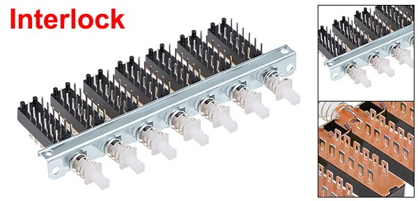 1Pc Interlock/Latching Push Button Switch Piano Type 6/12/18/24Pin 1/2/3/4/5/6/7/8 Row Straight Through Hole Straight Key Switch