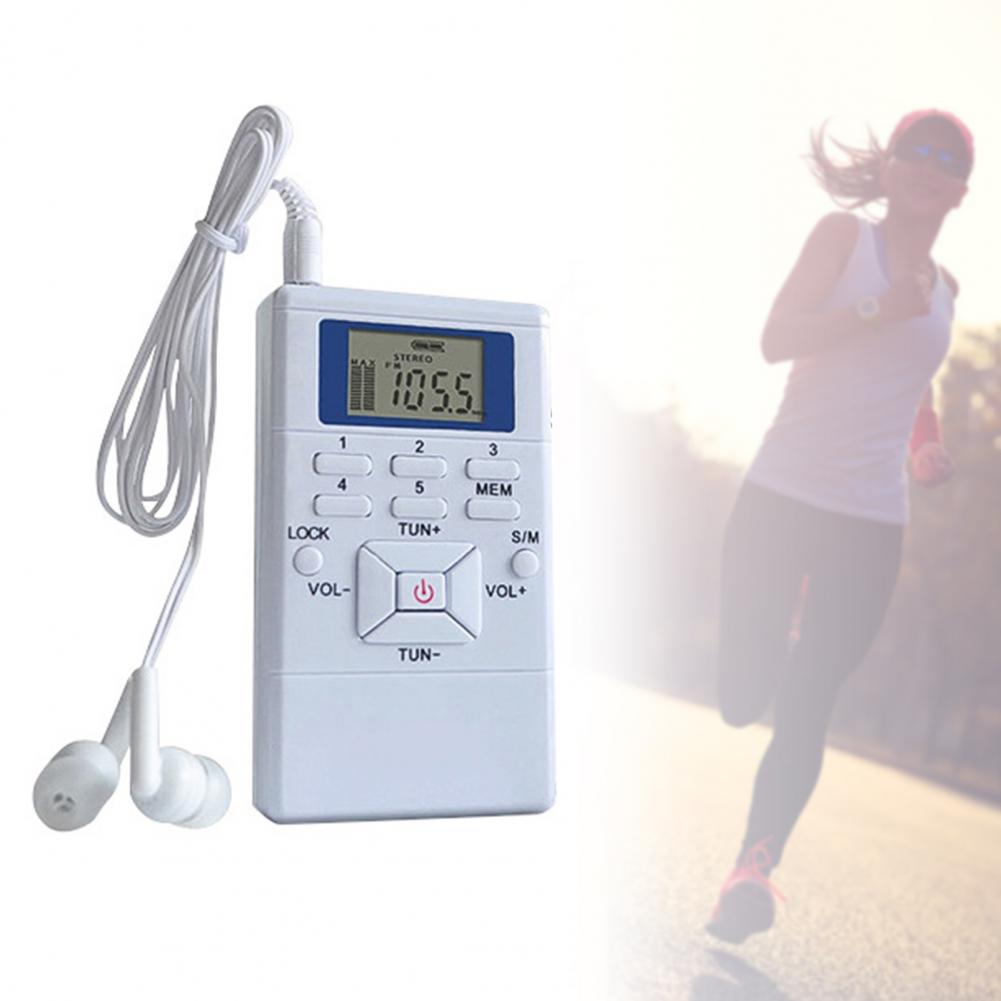 HRD-102 Digital Radio Mini LCD Display 24-hour Digital Clock Stereo FM Radio Receiver With Earphones for the Aged Pocket Speaker