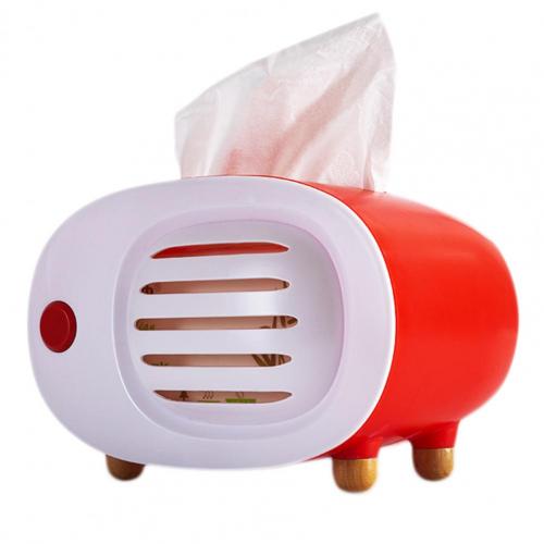 Tissting Tissue Box Cover Retro Radio Vorm Roze Plastic Rechthoekige Tissue Box Houder 7.6 Inch Vintage Servet Dispenser voor Thuis Hotel Kantoor