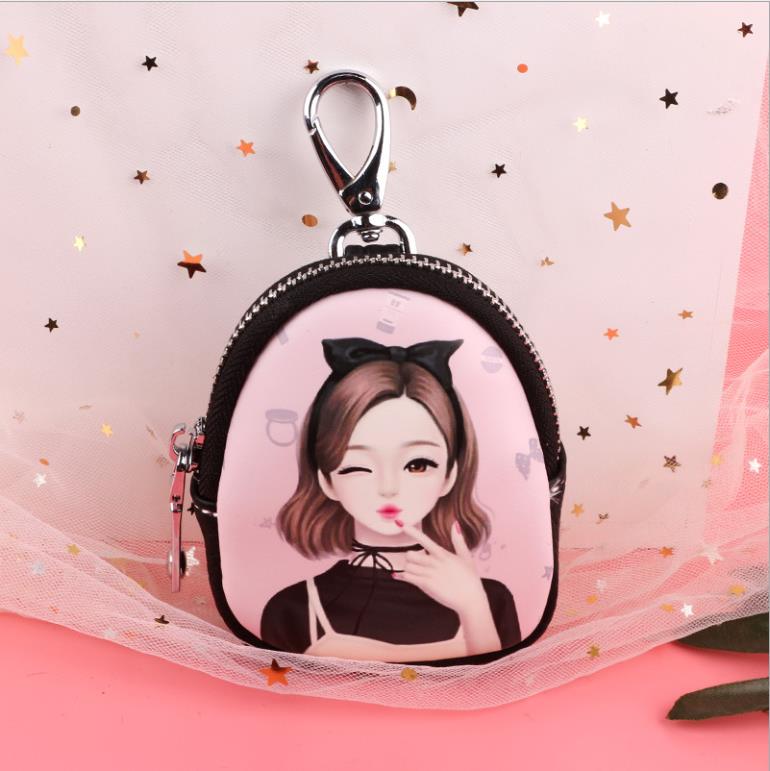 Car Key Bag Change Hand Bag Pendant Wallet Graffiti Painting Bag Key Holder Porta Chaves Purse Sleutelhouder Bag: Blue