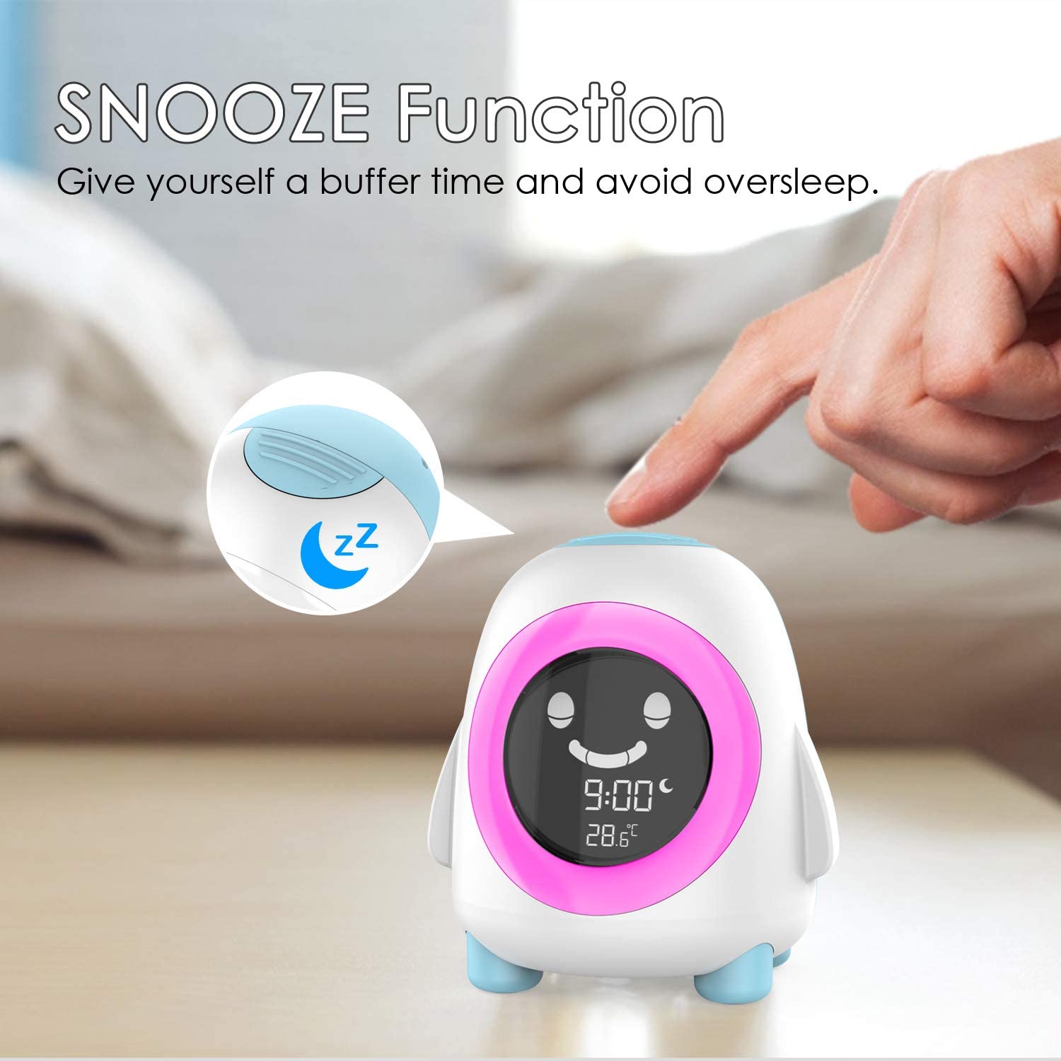 YISUN Kinderen Wekker, Kinderen Multifunctionele Slaap Trainer Wekker 2000 Mah Oplaadbare Nachtlampje Slaap Geluiden Machine Snooze Nap Timer Wake Up Light Digitale Klok Voor Kids Jongens Meisjes