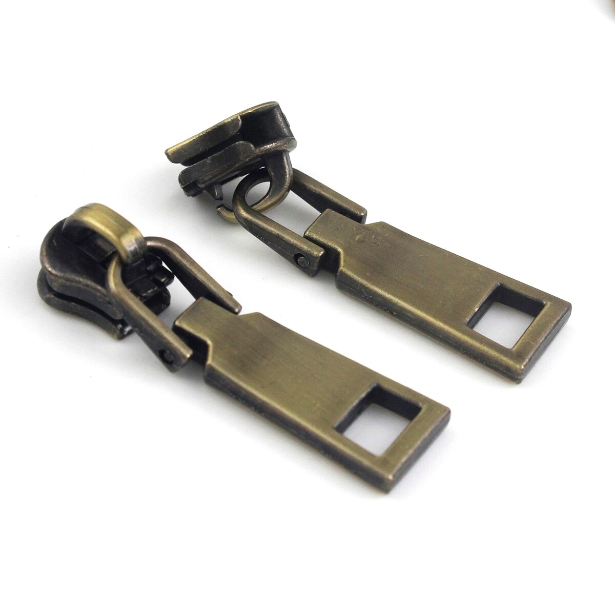 Deslizadores de cremallera para chaquetas y abrigos, Kit de reparación de cremalleras, accesorios de costura para bolsos, 7 colores, n. ° 5, 20 piezas: Bronze