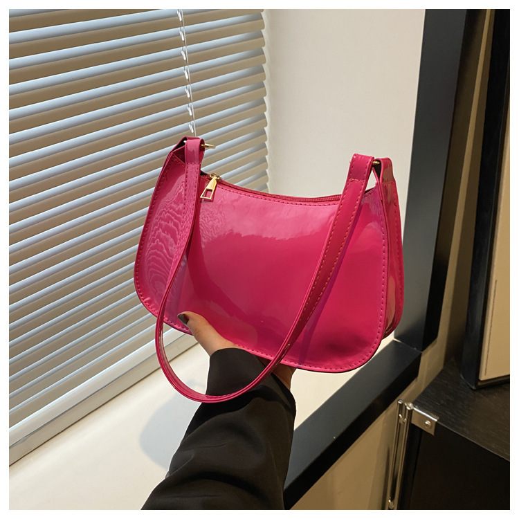 PU Leather Solid Color Small Square Bag Single Shoulder Armpit Handbag Women's Casual Commuting Bag Korean Style: Brown
