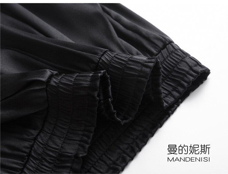 Vrouwen 93% Zijde 7% Spandex Satijn Zijde Lange Broek Broek Harembroek Mode Elastische Taille Vele Kleuren L1013