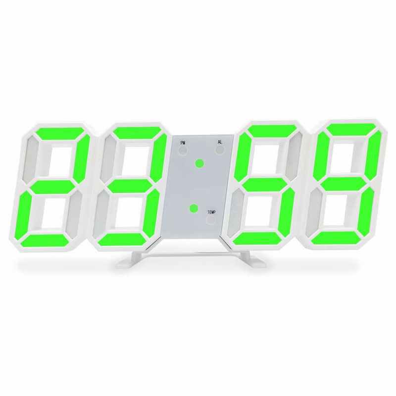 Tafel Klokken Led Digitale Wekker Digitale Klok Bureauklok Nachtkastje Wandklok Decoratieve Tafel Klok Met Thermometer: white green