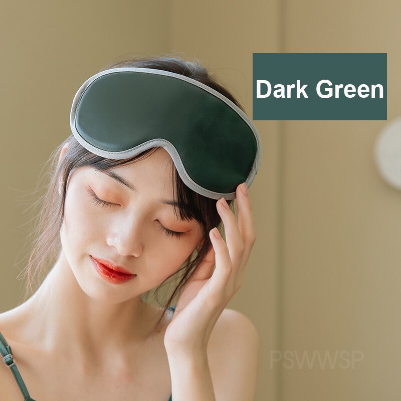 Elektrische Verwarmde Oogmasker Slaapmasker Draadloze Oplaadbare Trillingen Oog Massager Verlichten Ogen Donkere Kringen Droog Eye: Dark Green