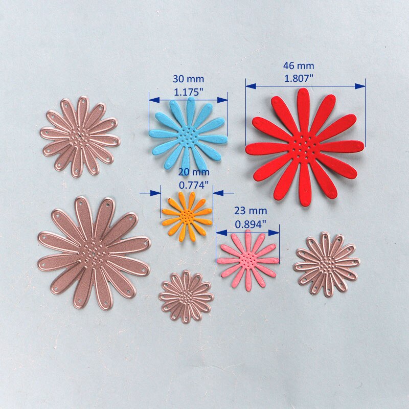 DUOFEN METAL CUTTING DIES small flowers set embossing stencil DIY Scrapbook Paper Album: 4pcs small daisy