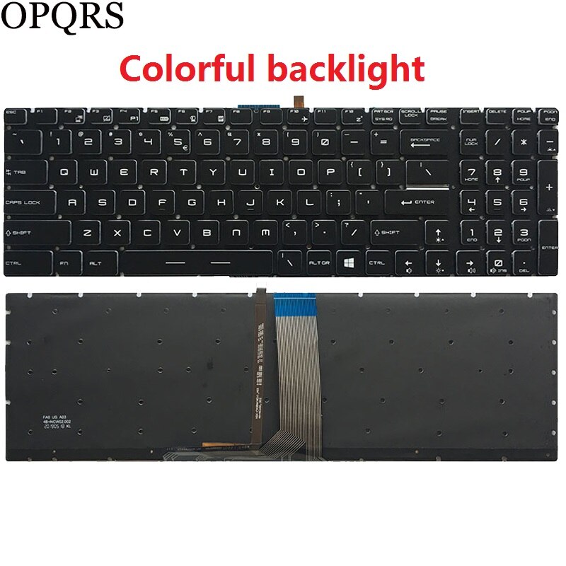 US laptop keyboard For MSI GF75 Thin 8RC 9RD 9RD 9SC 9SE S1N-3EUS215-SA V143422AK1 V143422AS1: Colorful backlit