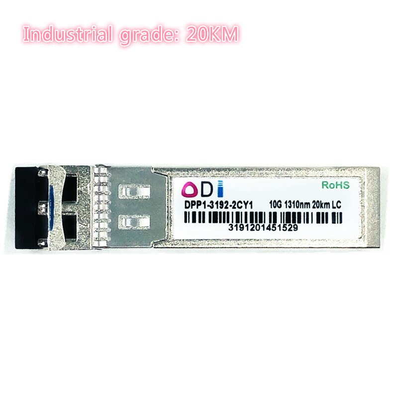 Transceptor de fibra dual SFP, 10G, LC, 20KM, 1310nm, sfp + 20KM, grado Industrial, compatible con Bluetooth, 40-85 Celsius: Default Title