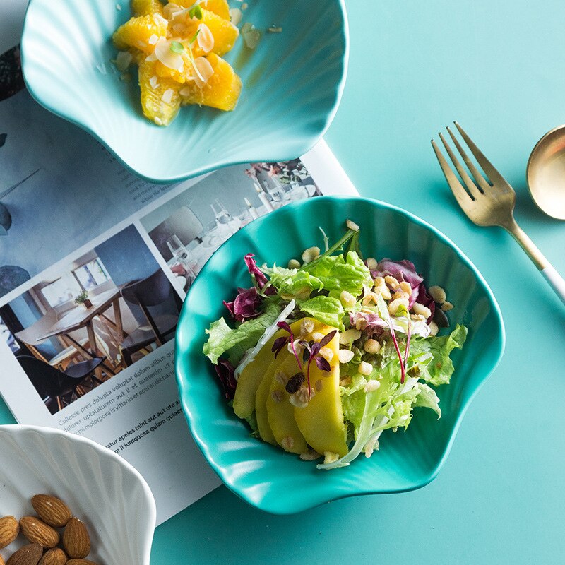 Cute dessert plate set colorful shell shaped ceramic fruit plate