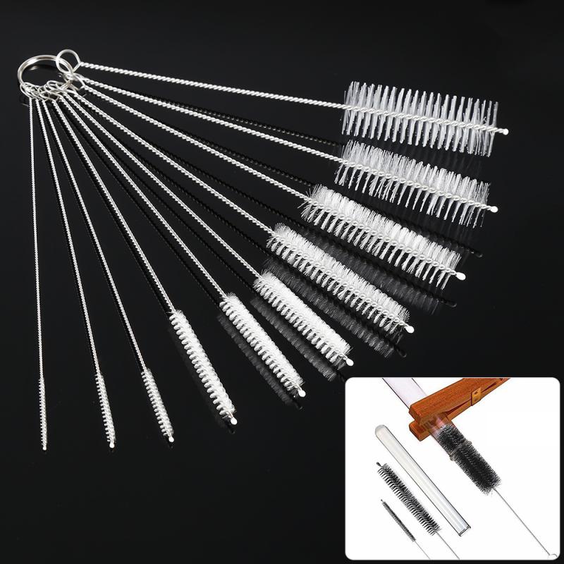 10PCS/set Nylon Cleaning Brush Set Test Tube Bottle Straw Washing Cleaner Bristle Kit Glass Lab Tubes Instruments Tubing Brush