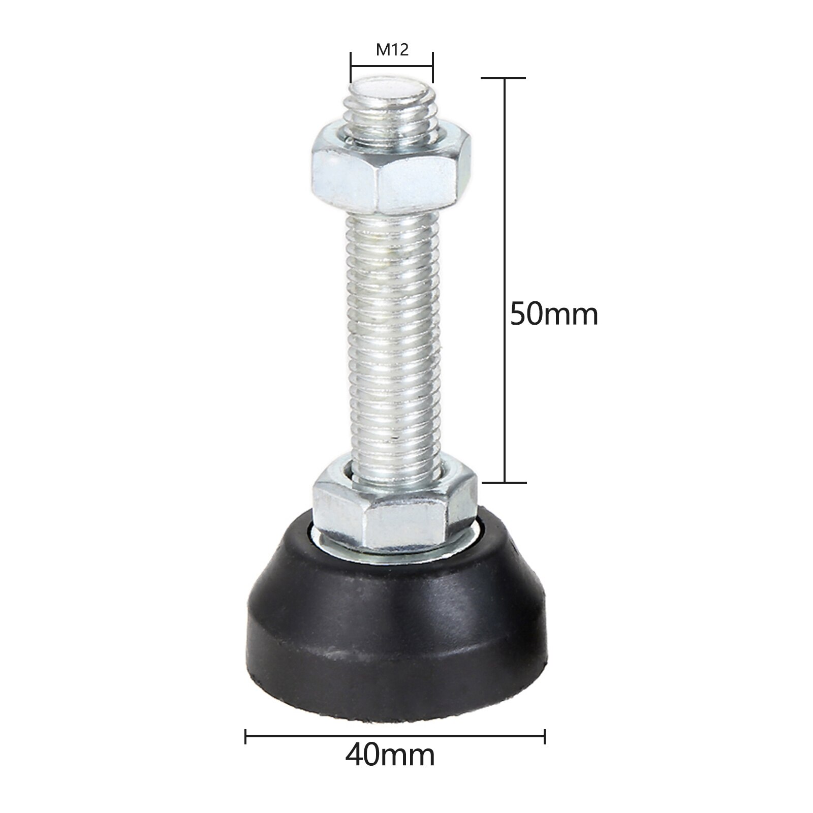 4pcs Adjustable Furniture Foot with Thread Nylon Metal Glide Leveling Feet M8 M10 M12 Dia. 40/50mm Guard Pad Universal Support: 40XM12X50(DXMXH) 4pc