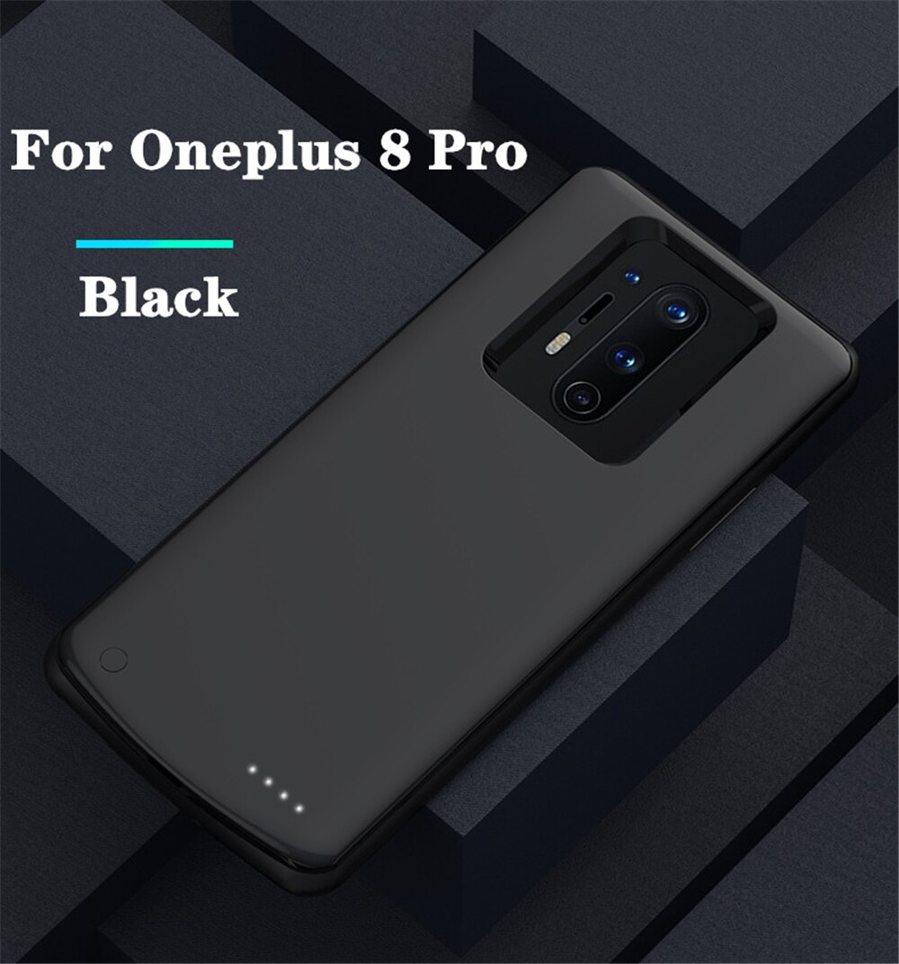 Fundas de cargador de batería de 6800mAh para Oneplus 8 Pro, estuche de batería externa, estuche de carga para Oneplus 8: Black for 8 Pro