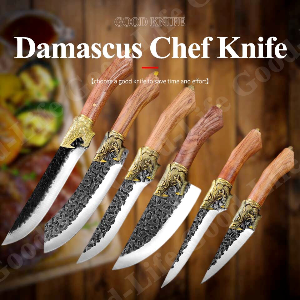 Forged Boning Knife Butcher Knife Set Knives Kitchen High Carbon Damascus Stainless Steel Meat Cleaver Slicing Cooking Tools