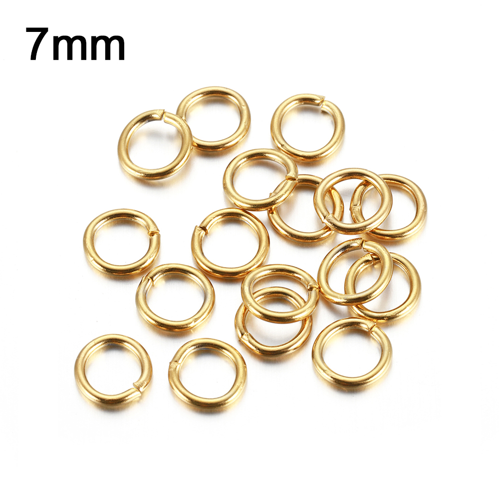 200 sztuk 100 sztuk ze stali nierdzewnej Jump pierścień 3-15mm pozłacane dzielone pierścienie do tworzenia biżuterii złącza łańcuchowe DIY akcesoria: 7mm Gold