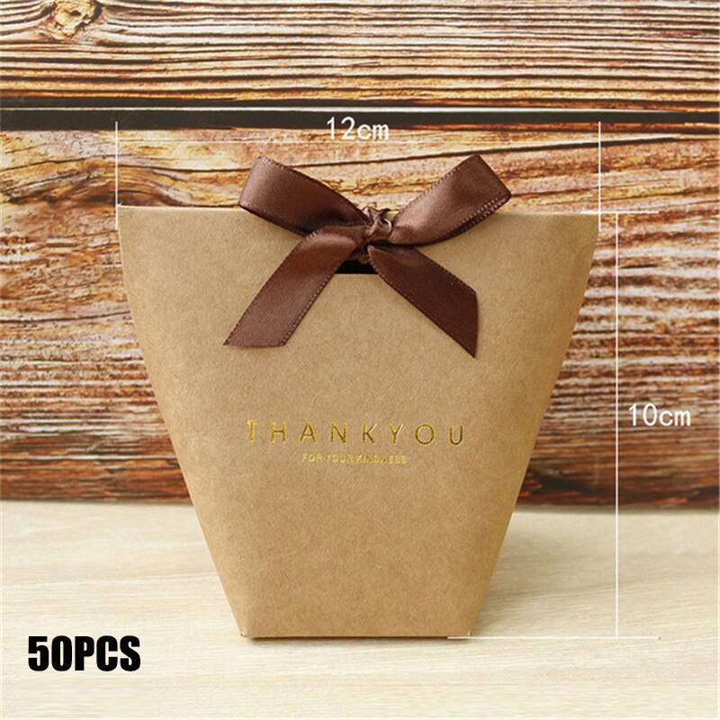 50 Stks/partij Zwart Wit Bronzing Franse "Merci" Papier Candy Bag Dank U Bonbondoos Pakket Bruiloft Verjaardag party Favor Tassen: small Thank  kraft