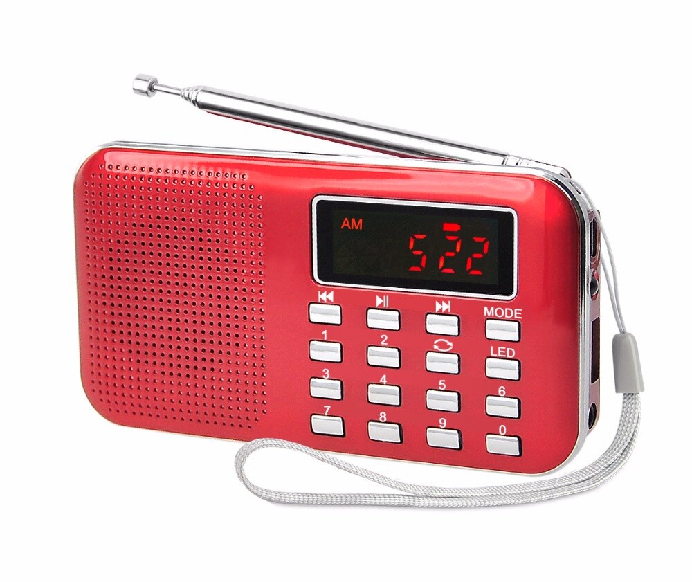 L-218AM Portable usb micro sd card reader multi band digital auto radio scanner fm am pocket radio with mini speaker mp3 player