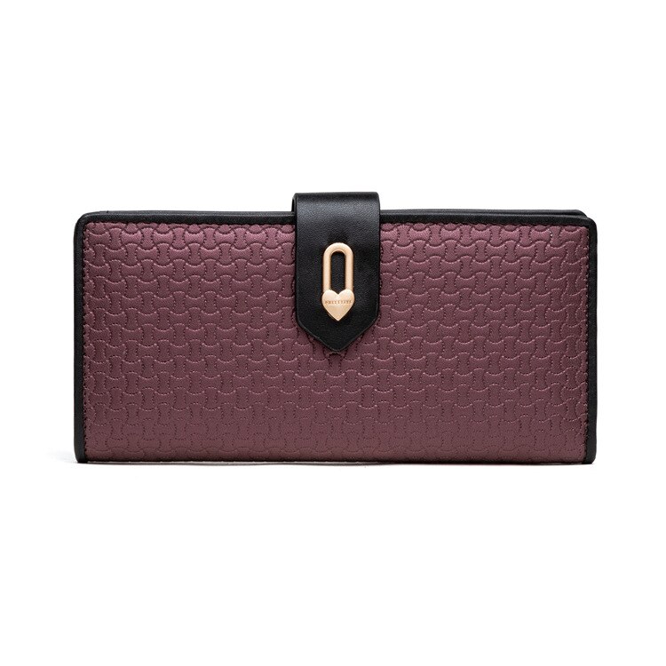 Hjerteelement damer lange lommebøker med glidelåslomme og kortholder kvinnelige vesker lommebok med høy kapasitet til kvinner: Burgunder