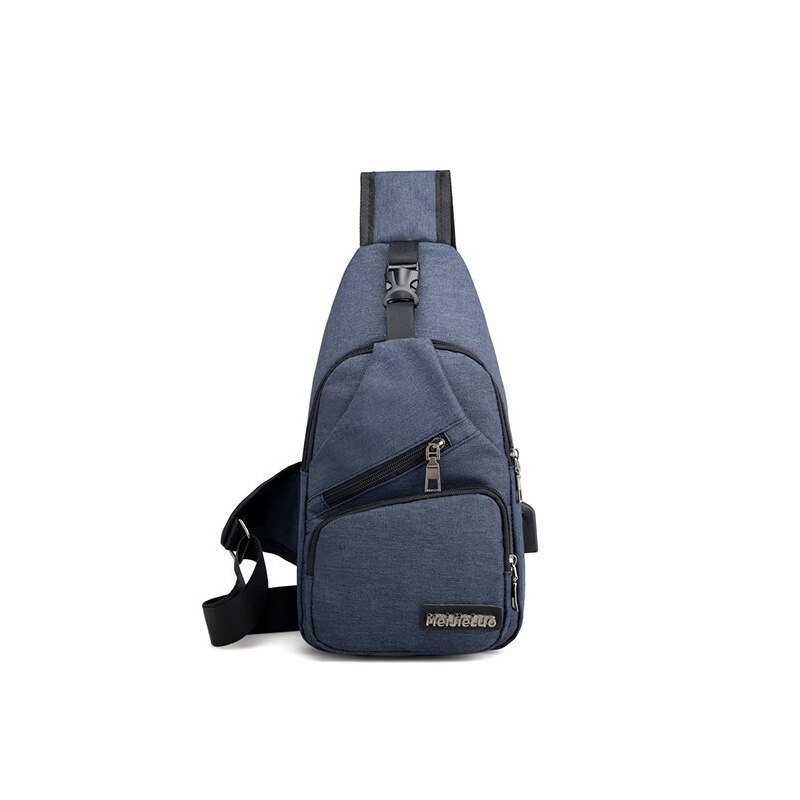 Universal Oxford Shoulder bag USB Charging Travel Single Strap Casual Crossbody Office Messenger Bag Pack 372: Navy