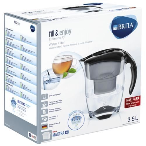 BRITA ELEMARIS XL Jarra filtrante negra + 1 cartucho de repuesto