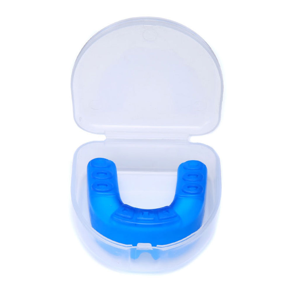 Protège-dents en Silicone bleu avec boîte, Protection de boxe en plein air, couvre-dents de sport Non toxique, fournitures de formation, protège-dents,