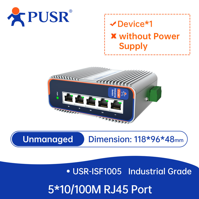 PUSR 5/8 Häfen Industrieller Ethernet-schalten Gigabit Lärm Schiene 10/100/1000 Mbit/s Staubdichtes USR-ISG/ISF: Grau