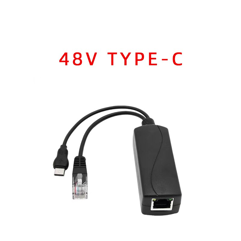 48VPoE Splitter 5v POE usb tpye-C Power Over Ethernet 48V To 5V Active POE Splitter Micro USB tpye-C Plug for Raspberry Pi
