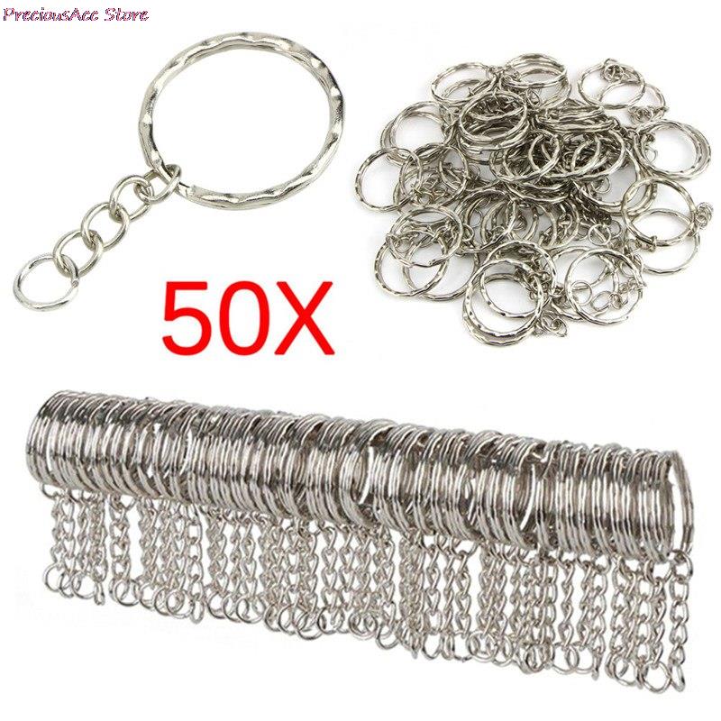 50 stks Metalen DIY Sieraden maken Split Sleutelhanger Ring Onderdelen Sleutelhangers Met 25mm Open Jump Ring