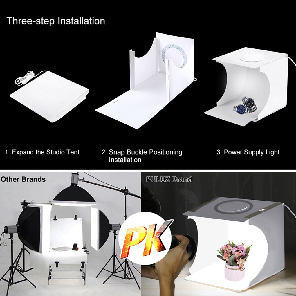 Opvouwbare Draagbare Foto Mini Lichtbak Studio Tent Thuis Fotografie Led Verlichting Super Heldere Backgound Lightbox