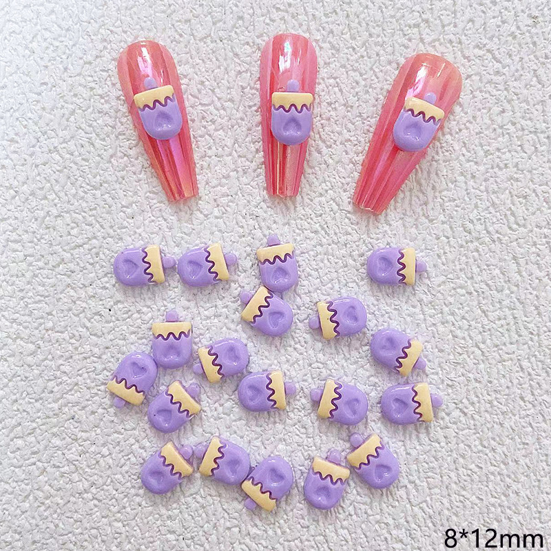 10 stks Cartoon Bunny Nail Art Charm 3D Snoep Kleur Hars Cartoon Dier Lollipop Nageldecoratie Korea Kawaii Nagelaccessoires