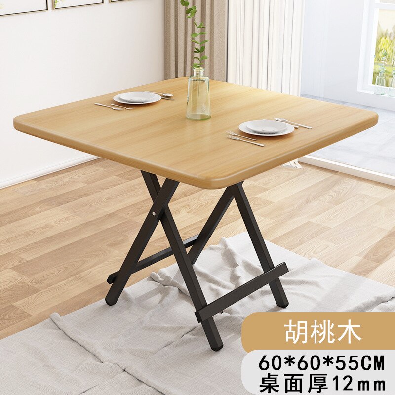 Household Folding Square Table Outdoor Foldable Portable Stall Table Materials Without Installation: walnut 60 60 55